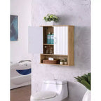 Pensile da bagno scanalato con 2 ante e ripiano regolabile, moderno armadietto dei medicinali, pensili da cucina a 3 livelli, armadietto da parete sopra il WC