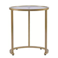 HomeRoots Set Of Two 23 Gold Glass And Steel Round Nested Tables