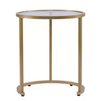 HomeRoots Set Of Two 23 Gold Glass And Steel Round Nested Tables
