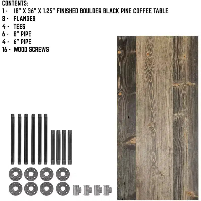 Tavolino RESTORE Boulder nero in legno massello di Pipe Decor