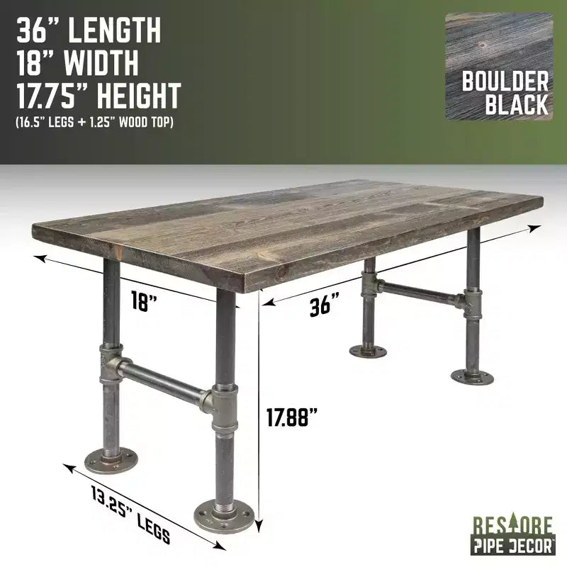 Tavolino RESTORE Boulder nero in legno massello di Pipe Decor