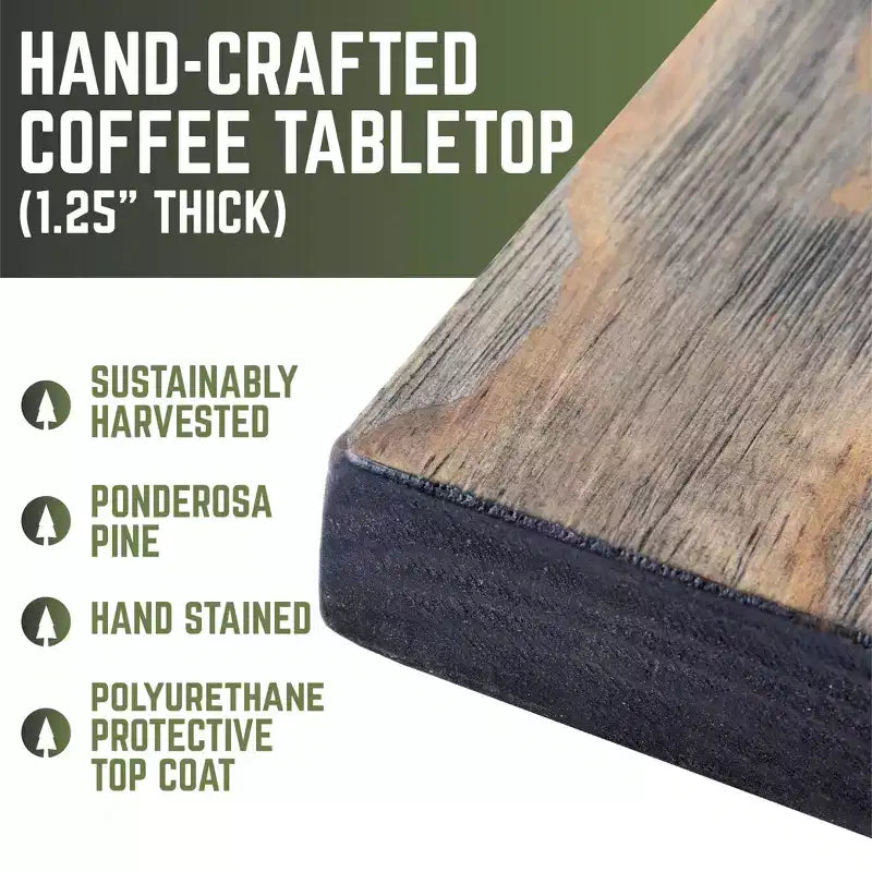 Tavolino RESTORE Boulder nero in legno massello di Pipe Decor
