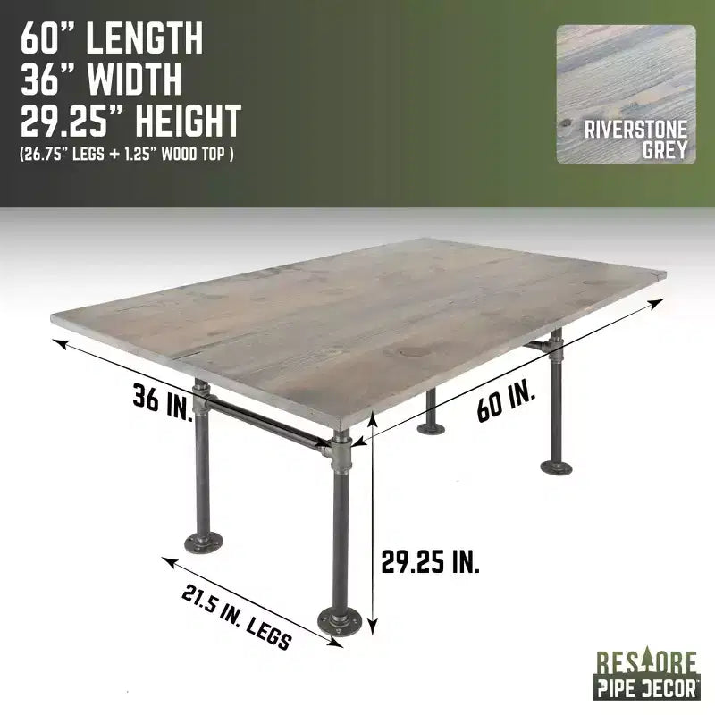 RESTORE Tavolo da pranzo in legno massello Riverstone Grey di Pipe Decor