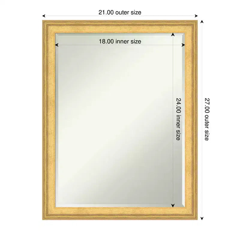 Specchio da bagno da parete Amanti Art Owen Gold Petite Bevel Wood 27 x 21 pollici