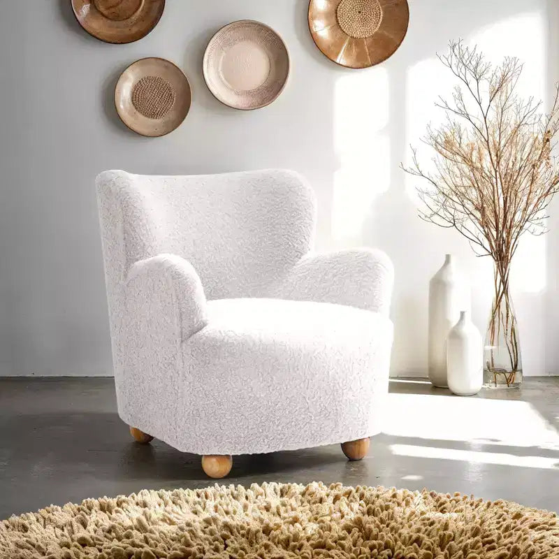 GDFStudio Suncook, poltrona moderna imbottita con schienale curvo e piedini a sfera