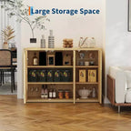 Mobile Credenza in Legno 46,7 con Ante, Madia Moderna Scanalata con Ripiani Regolabili e 3 Porte, Mobile Bar per Casa Naturale