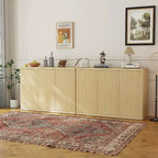 Mobile Credenza in Legno 46,7 con Ante, Madia Moderna Scanalata con Ripiani Regolabili e 3 Porte, Mobile Bar per Casa Naturale