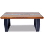 Tavolino da salotto multicolore in teak massiccio e legno di mango con resina trasparente