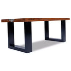 Tavolino da salotto multicolore in teak massiccio e legno di mango con resina trasparente