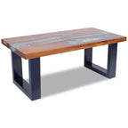 Tavolino da salotto multicolore in teak massiccio e legno di mango con resina trasparente