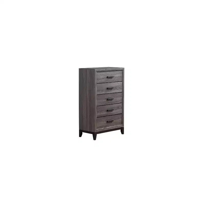 HomeStock 19 in.H Wood Veneer Vertical Dressers with 5 - Drawers in Gray Finish