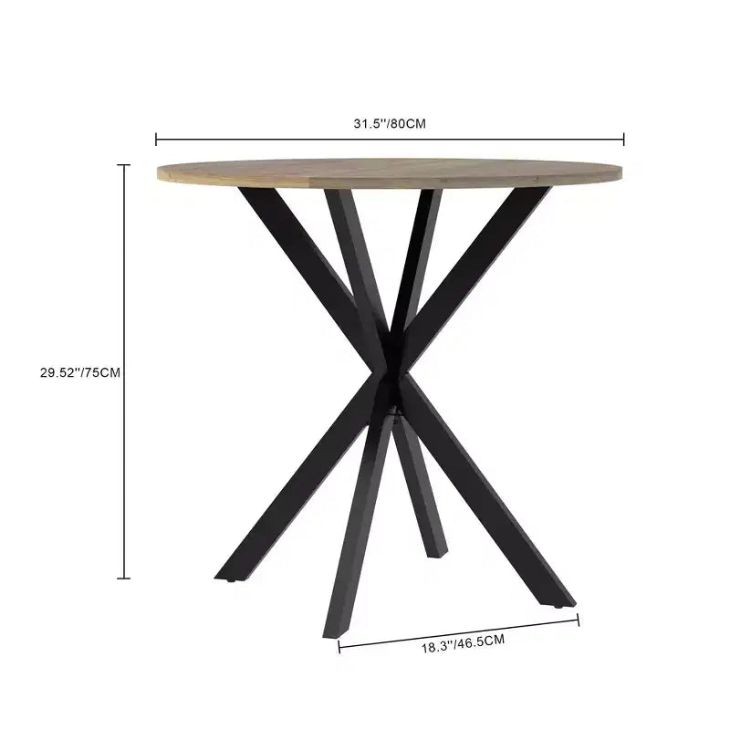 CuisinSmart Tavolo da pranzo moderno da 31,5 pollici, tavolo da cucina rotondo in stile minimalista con gambe incrociate in metallo per soggiorno, cucina, sala da pranzo di casa