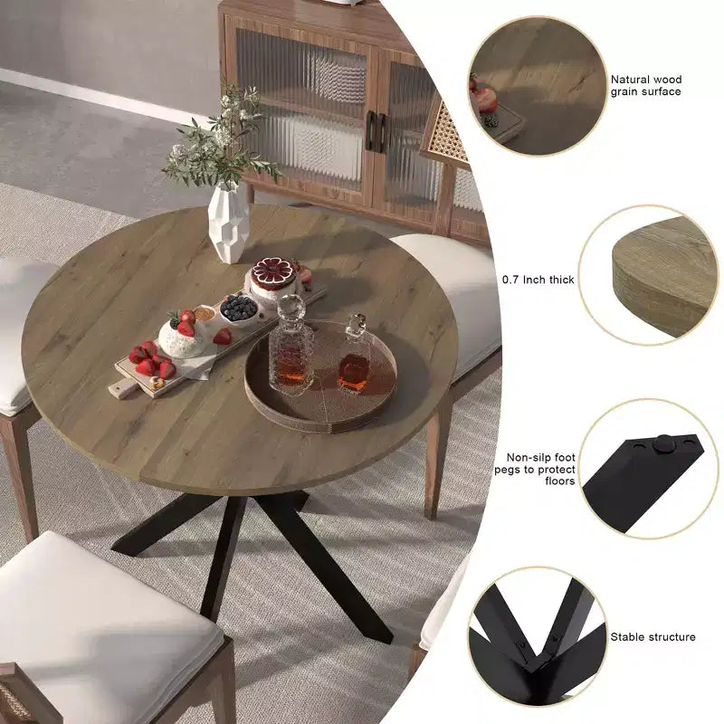 CuisinSmart Tavolo da pranzo moderno da 31,5 pollici, tavolo da cucina rotondo in stile minimalista con gambe incrociate in metallo per soggiorno, cucina, sala da pranzo di casa