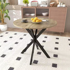 CuisinSmart Tavolo da pranzo moderno da 31,5 pollici, tavolo da cucina rotondo in stile minimalista con gambe incrociate in metallo per soggiorno, cucina, sala da pranzo di casa