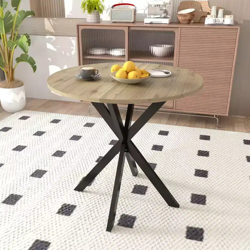 CuisinSmart Tavolo da pranzo moderno da 31,5 pollici, tavolo da cucina rotondo in stile minimalista con gambe incrociate in metallo per soggiorno, cucina, sala da pranzo di casa