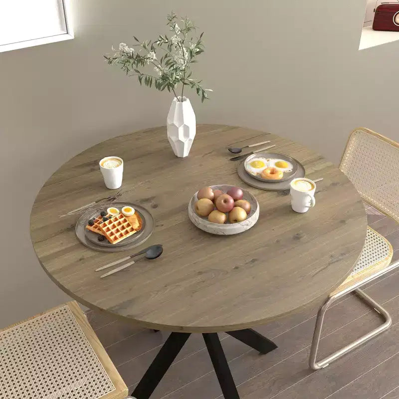 CuisinSmart Tavolo da pranzo moderno da 31,5 pollici, tavolo da cucina rotondo in stile minimalista con gambe incrociate in metallo per soggiorno, cucina, sala da pranzo di casa
