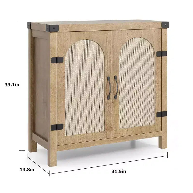 Mobile buffet in rattan con contenitore, Credenza con ante in rattan sintetico, Ripiani regolabili per soggiorno, sala da pranzo, corridoio, Nero