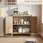 Mobile buffet in rattan con contenitore, Credenza con ante in rattan sintetico, Ripiani regolabili per soggiorno, sala da pranzo, corridoio, Nero
