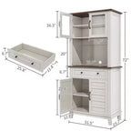 GustoWave 72 Tall Kitchen Bar Cabinet Hutch con 4 Ante in Vetro e 1 Cassetto, Credenza Moderna in Legno per Cucina o Caffè con Ampio Spazio Contenitore, Bianco