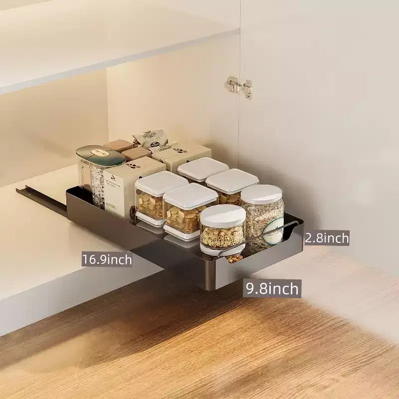 COZONY Organizer Estraibile per Armadio con Pellicola Adesiva, Ripiani Contenitori Estraibili Resistenti per Dispensa Cucina, Nessuna Perforazione Richiesta