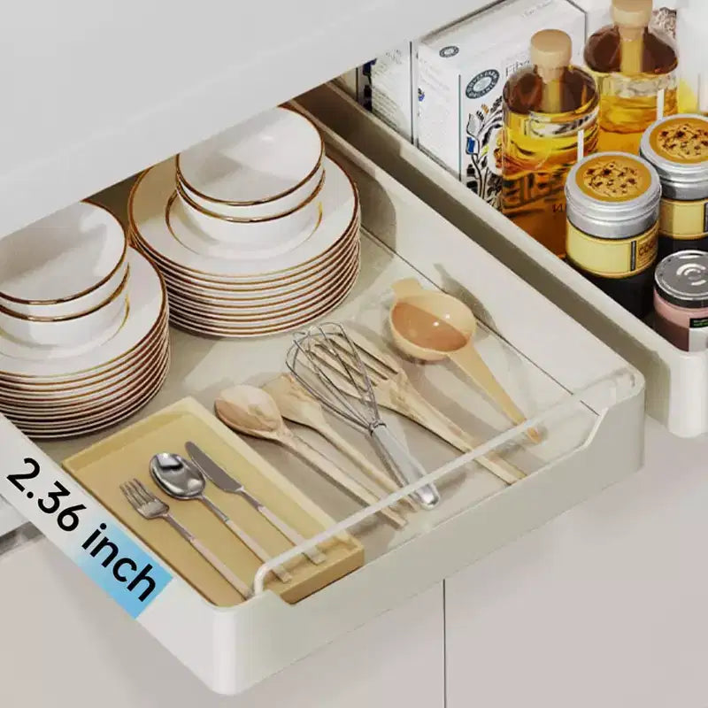 COZONY Organizer Estraibile per Armadio con Pellicola Adesiva, Ripiani Contenitori Estraibili Resistenti per Dispensa Cucina, Nessuna Perforazione Richiesta