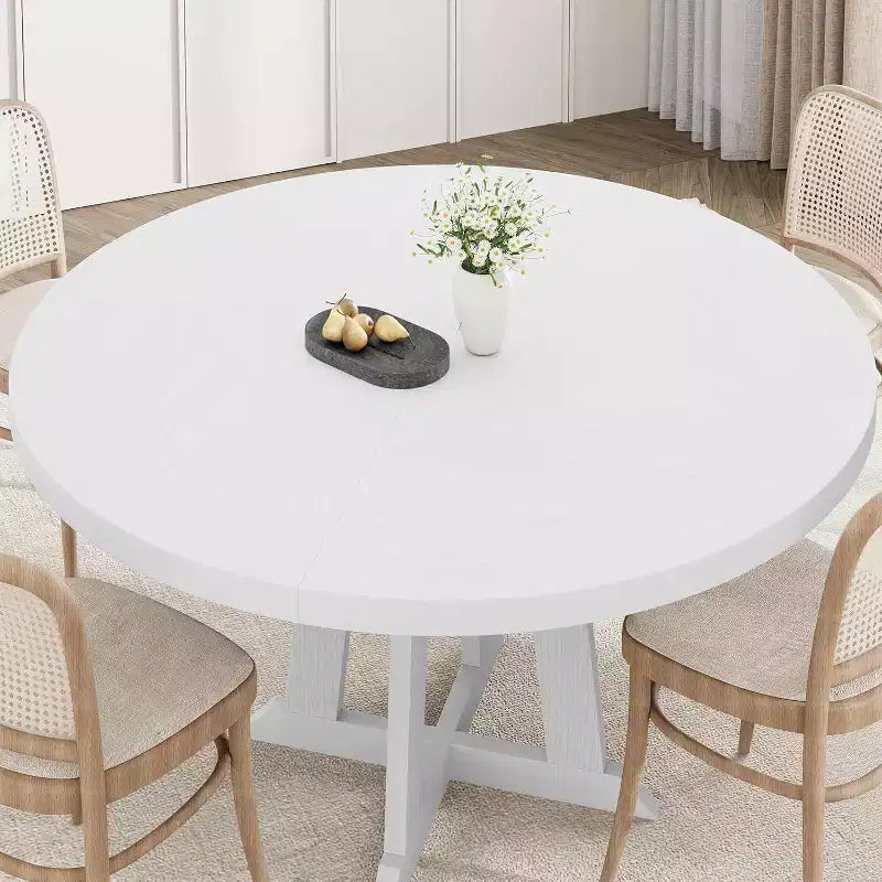 CuisinSmart Tavolo da pranzo rotondo rustico da 47'' per 4-6 persone, grande tavolo in legno con gambe robuste, per sala da pranzo, senza sedie