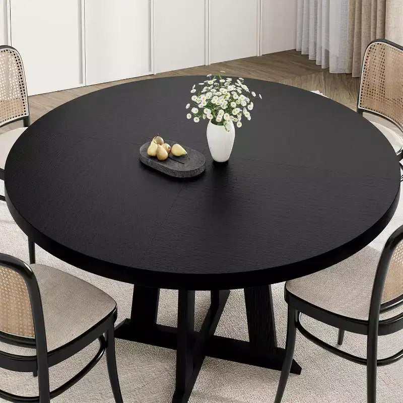 CuisinSmart Tavolo da pranzo rotondo rustico da 47'' per 4-6 persone, grande tavolo in legno con gambe robuste, per sala da pranzo, senza sedie