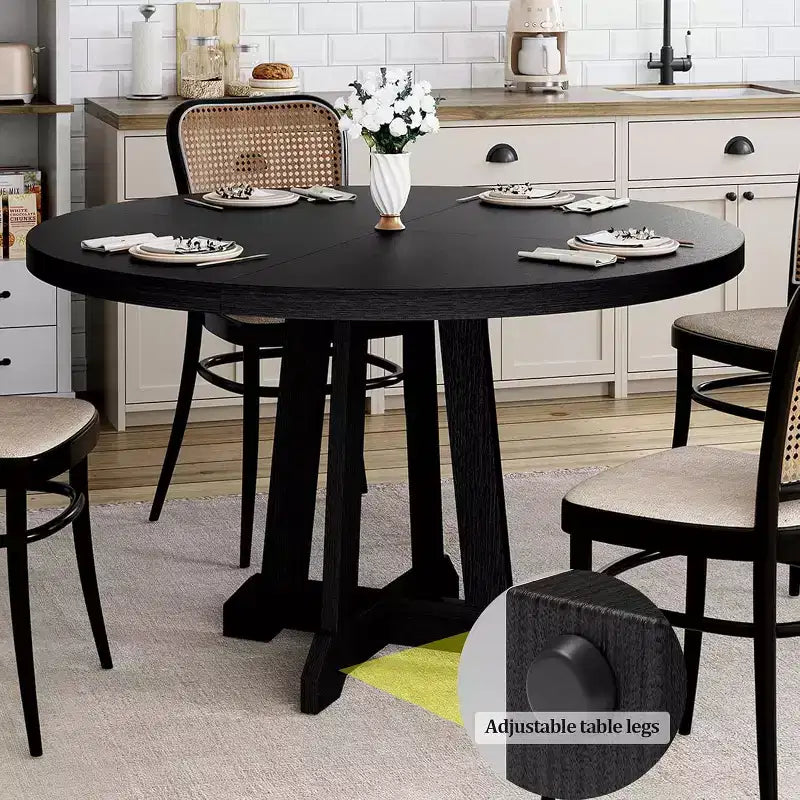 CuisinSmart Tavolo da pranzo rotondo rustico da 47'' per 4-6 persone, grande tavolo in legno con gambe robuste, per sala da pranzo, senza sedie