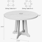CuisinSmart Tavolo da pranzo rotondo rustico da 47'' per 4-6 persone, grande tavolo in legno con gambe robuste, per sala da pranzo, senza sedie