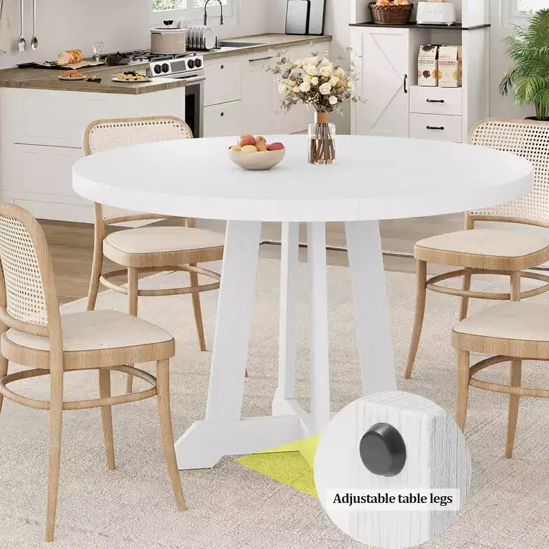 CuisinSmart Tavolo da pranzo rotondo rustico da 47'' per 4-6 persone, grande tavolo in legno con gambe robuste, per sala da pranzo, senza sedie