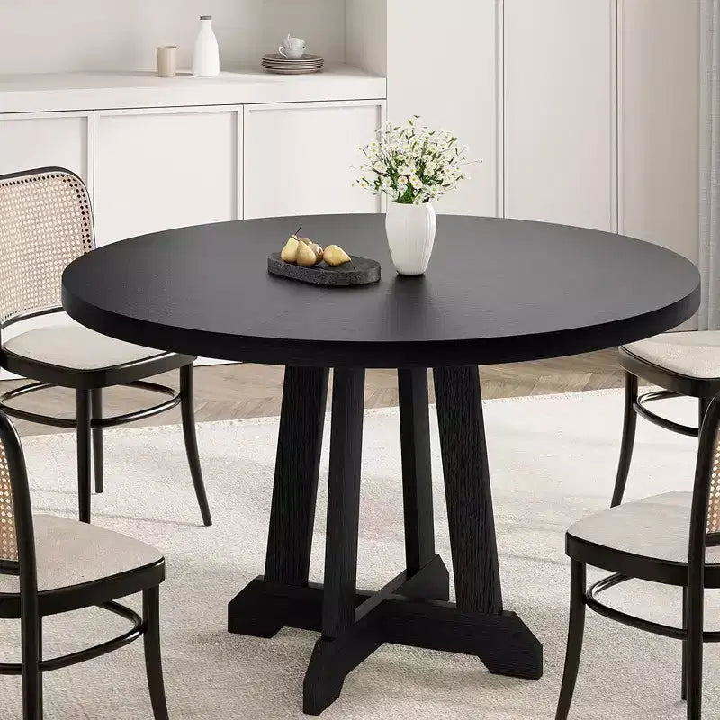 CuisinSmart 47'' Round Farmhouse Dining Table for 4 to 6 People, Large Wood Rustic Table with Sturty Legs, for Home Dining Room, No Chairs