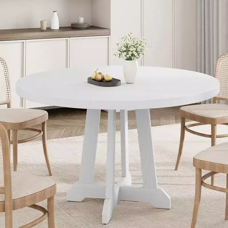CuisinSmart Tavolo da pranzo rotondo rustico da 47'' per 4-6 persone, grande tavolo in legno con gambe robuste, per sala da pranzo, senza sedie