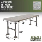 Panca accentata RESTORE Riverstone Grey in legno massello con bordo vivo di Pipe Decor