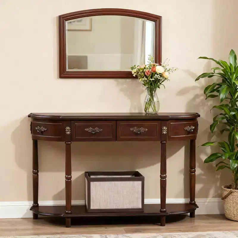Homy Casa Rectangle Console Table with Drawers and Lower Shelf for Entryway or Living Room, Brown
