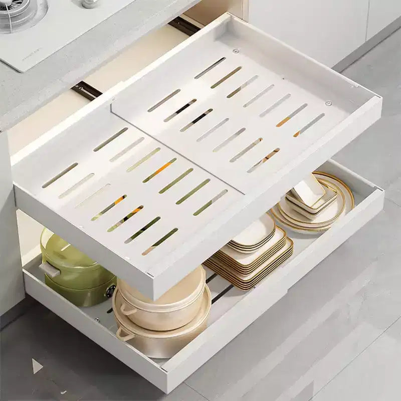 COZONY Ripiano Estraibile Regolabile, Organizer Cucina Senza Foratura, Ripiano Estraibile per Mobile