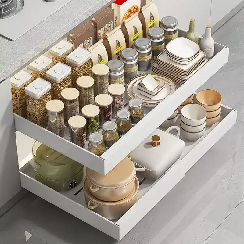 COZONY Ripiano Estraibile Regolabile, Organizer Cucina Senza Foratura, Ripiano Estraibile per Mobile