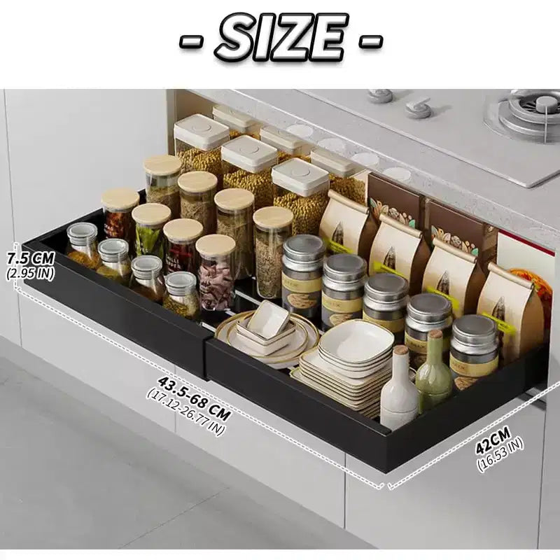 COZONY Ripiano Estraibile Regolabile, Organizer Cucina Senza Foratura, Ripiano Estraibile per Mobile