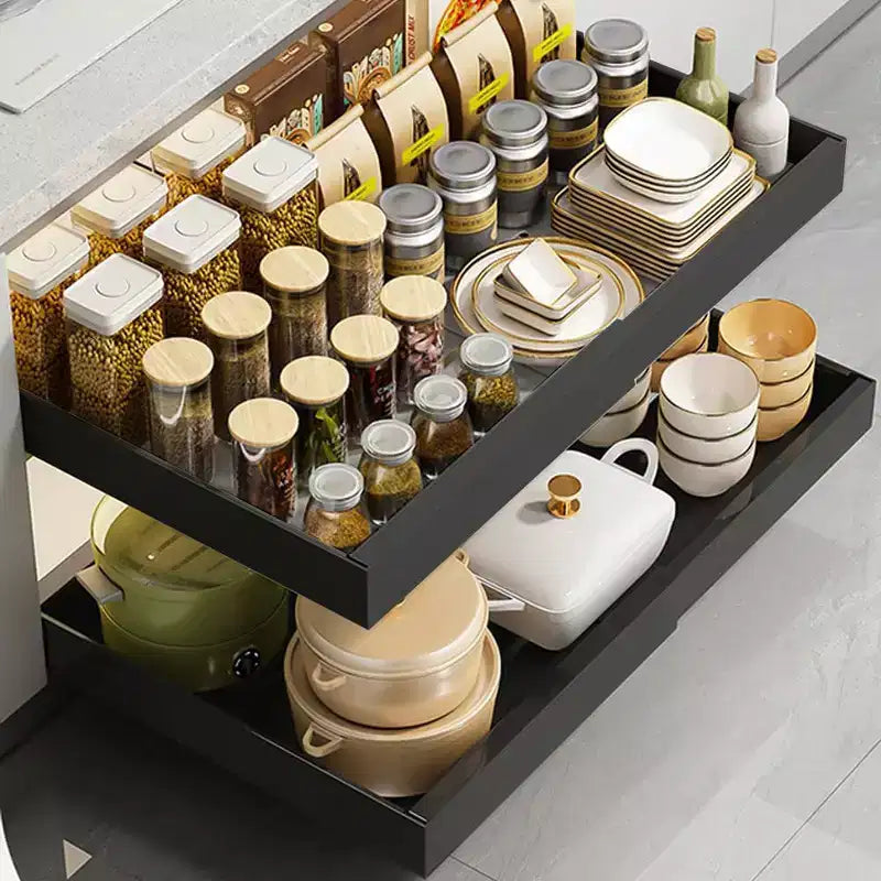 COZONY Ripiano Estraibile Regolabile, Organizer Cucina Senza Foratura, Ripiano Estraibile per Mobile
