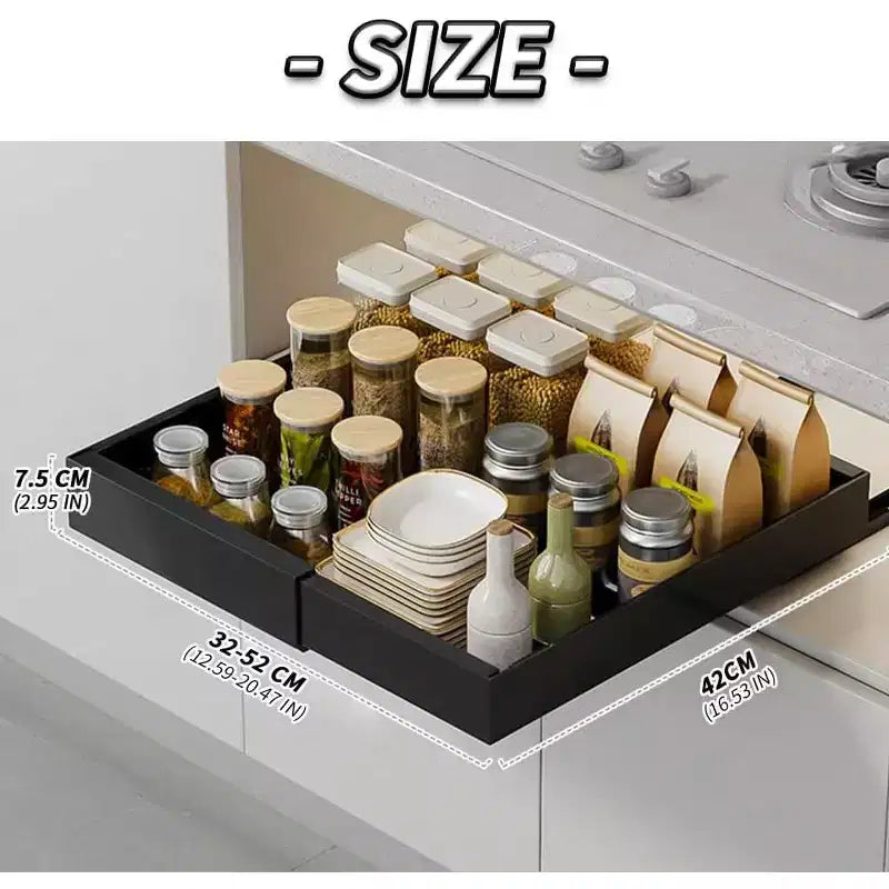 COZONY Ripiano Estraibile Regolabile, Organizer Cucina Senza Foratura, Ripiano Estraibile per Mobile