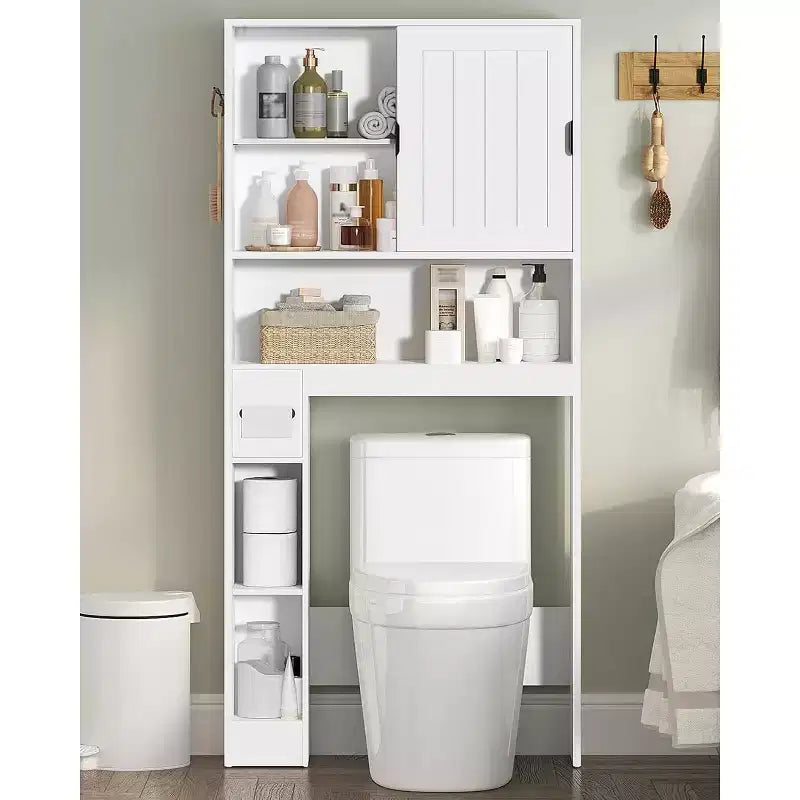 Dcolora Over The Toilet Storage Cabinet, Farmhouse Storage Cabinet Over Toilet with Sliding Doors