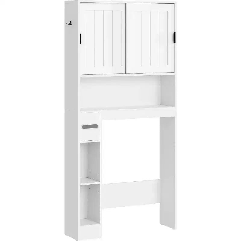 Dcolora Mobiletto sopra WC, Mobiletto da Bagno Stile Rustico sopra WC con Ante Scorrevoli