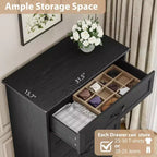 Comò a 6 cassetti per camera da letto, cassettiera con ampia maniglia in metallo, comò moderno in legno stile rustico, texture naturale, organizer per camera da letto