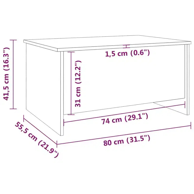 Tavolino da caffè Bianco lucido Legno multistrato 80 x 55.5 x 41.5 cm