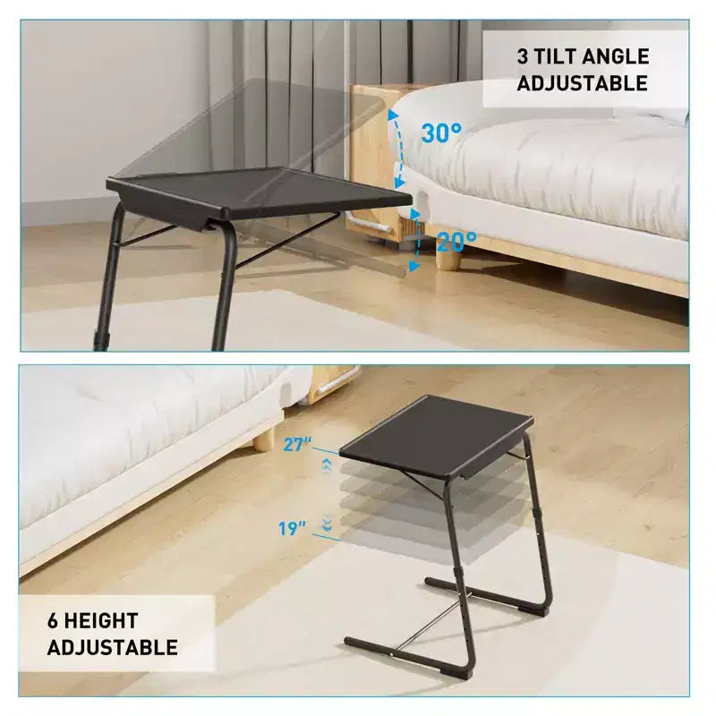 Tavolino da letto per TV regolabile, tavolino da letto per cena sul divano, comodo tavolo pieghevole con 6 altezze e 3 angoli di inclinazione regolabili, tavolino laterale