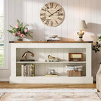 Mobile TV Lantine Farmhouse per TV da 70 pollici, mobile TV da 63 pollici con contenitore, tavolo console multimediale moderno per soggiorno, camera da letto (bianco)
