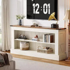 Mobile TV Lantine Farmhouse per TV da 70 pollici, mobile TV da 63 pollici con contenitore, tavolo console multimediale moderno per soggiorno, camera da letto (bianco)