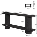 Tavolo consolle Lantine lungo 180 cm per ingresso, tavolino da divano in legno da posizionare dietro il divano, per soggiorno, corridoio, atrio, nero