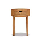GDFStudio Rossville 18 Tavolino Rotondo con Cassetto in Rattan e Legno