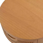 GDFStudio Rossville 18 Tavolino Rotondo con Cassetto in Rattan e Legno