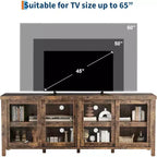 COZONY 62x23.6 Mobile TV per TV 65 Pollici, Centro Intrattenimento, Mobile Media Moderno con Armadietto, 4 Ante Scorrevoli in Vetro